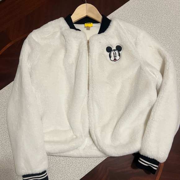 Disney Jackets & Blazers - Disney White Faux Fur Disney Mickey Mouse Cropped Jacket Size Small